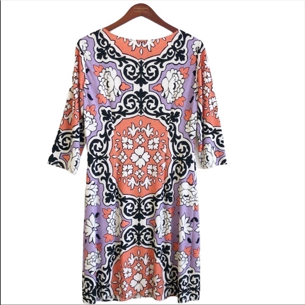 LONDON TIMES NWT Jersey Knit Shift Dress Size 12 in Floral Multi Print